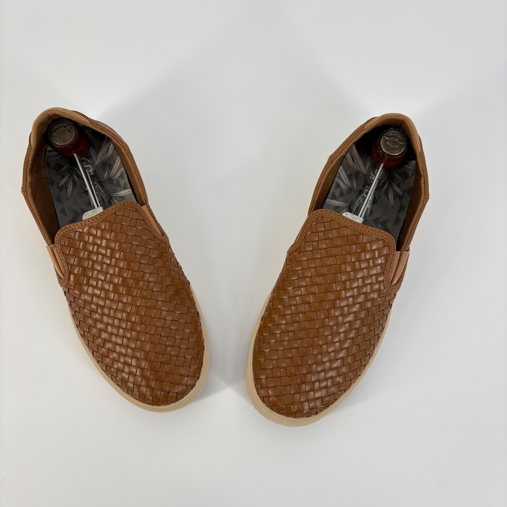 OluKai Lae'ahi Li 'Ili Slip On Mens 9.5 Brown Woven Leather Sneakers Fox - Picture 2 of 9